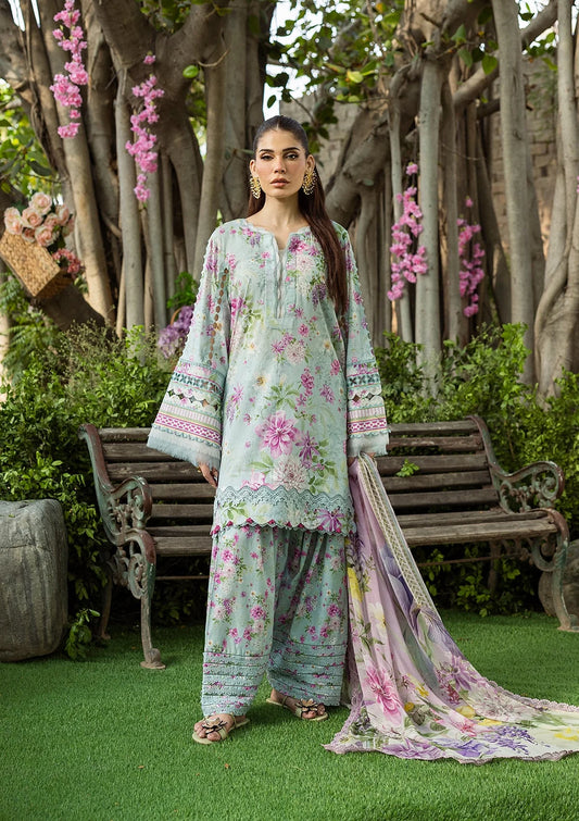 FLORAL CHARM DIGITAL PRINTED LAWN FRONT AND DIGITAL PRINTED CHIFFON DUPATTA FROM ELAF PRINTS WITH CHIFFON DUPATTA COLLECTION 2025.