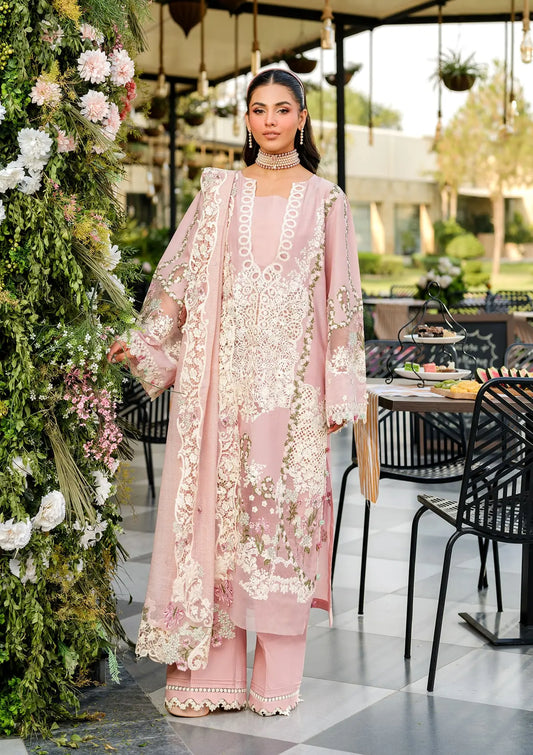OH MY ROSE EMBROIDERED LAWN LASERWORK FRONT CENTER PANEL AND EMBROIDERED ORGANZA DUPATTA FROM ELAF LUXURY LAWN 2025 VOL 2