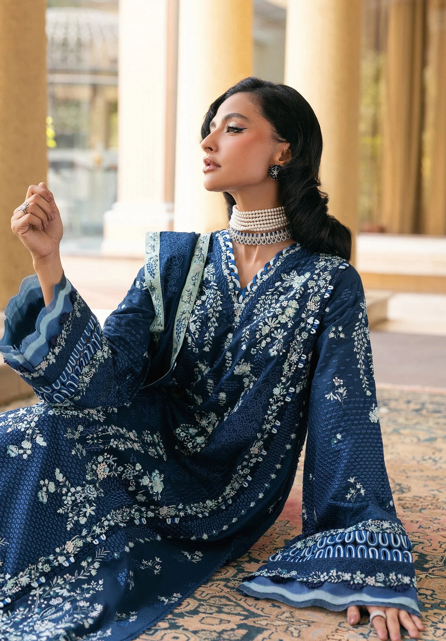 Close up image of AQUELUNE EMBROIDERED dress.